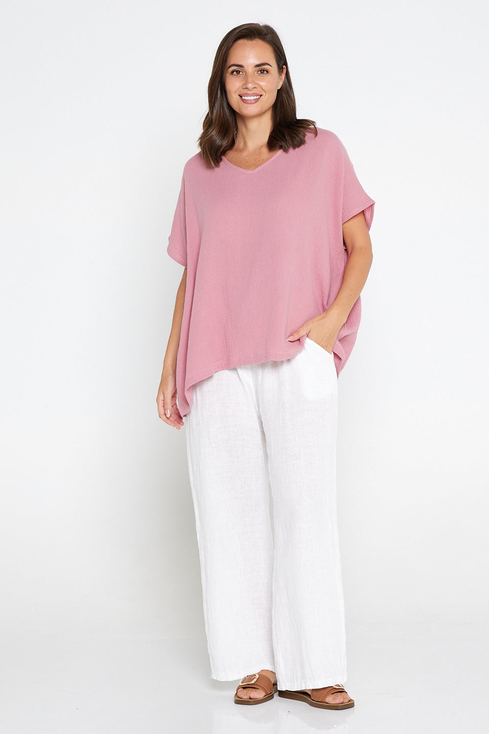 Tahiti Muslin Top - Rose