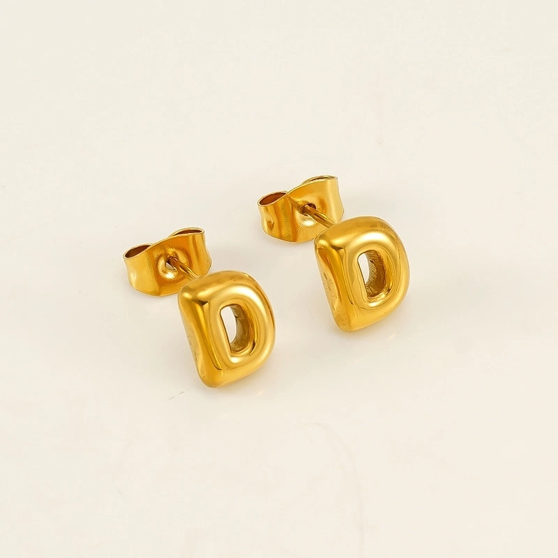 1 Piece Minimalist Classic Style Letter Plating 304 Stainless Steel 18K Gold Plated Ear Studs