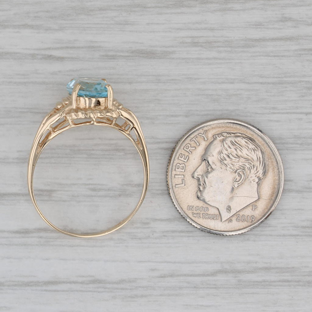 2.15ctw Oval Blue Topaz Solitaire Ring 10k Yellow Gold Size 6.5