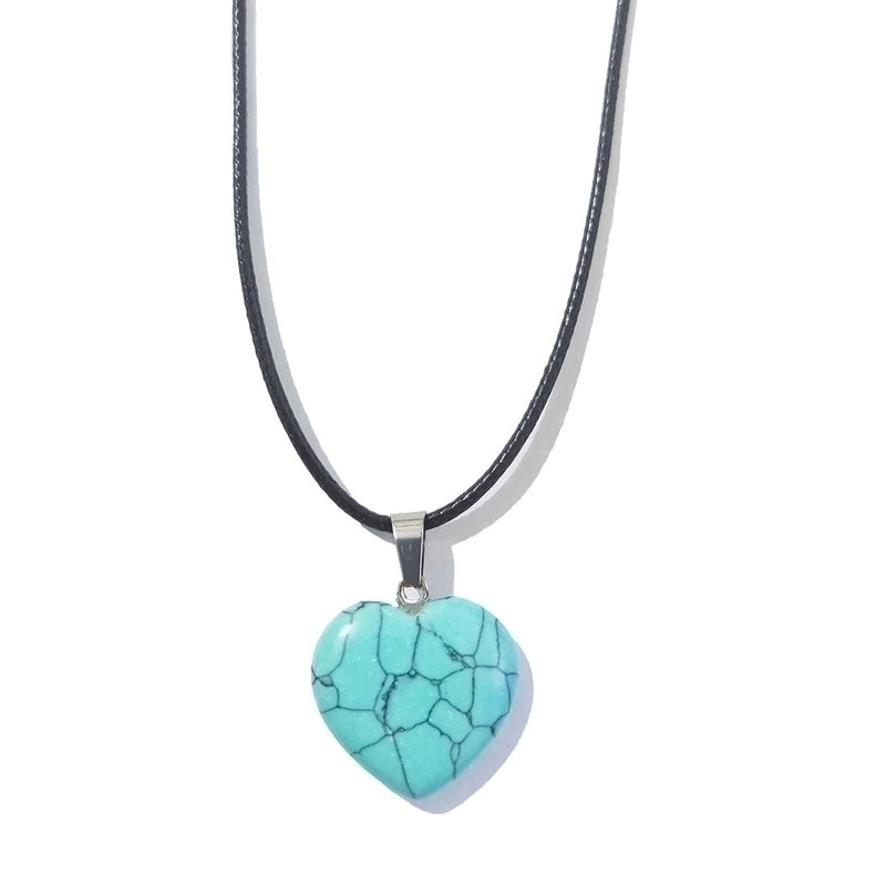 Minimalist Heart Shape Natural Stone Polishing Pendant Necklace 1 Piece