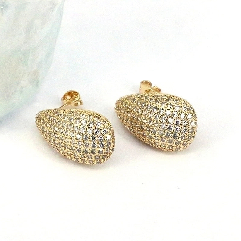 1 Pair Ig Style Minimalist Round Water Droplets Heart Shape Plating Inlay Copper Zircon 18k Gold Plated Silver Plated Ear Studs