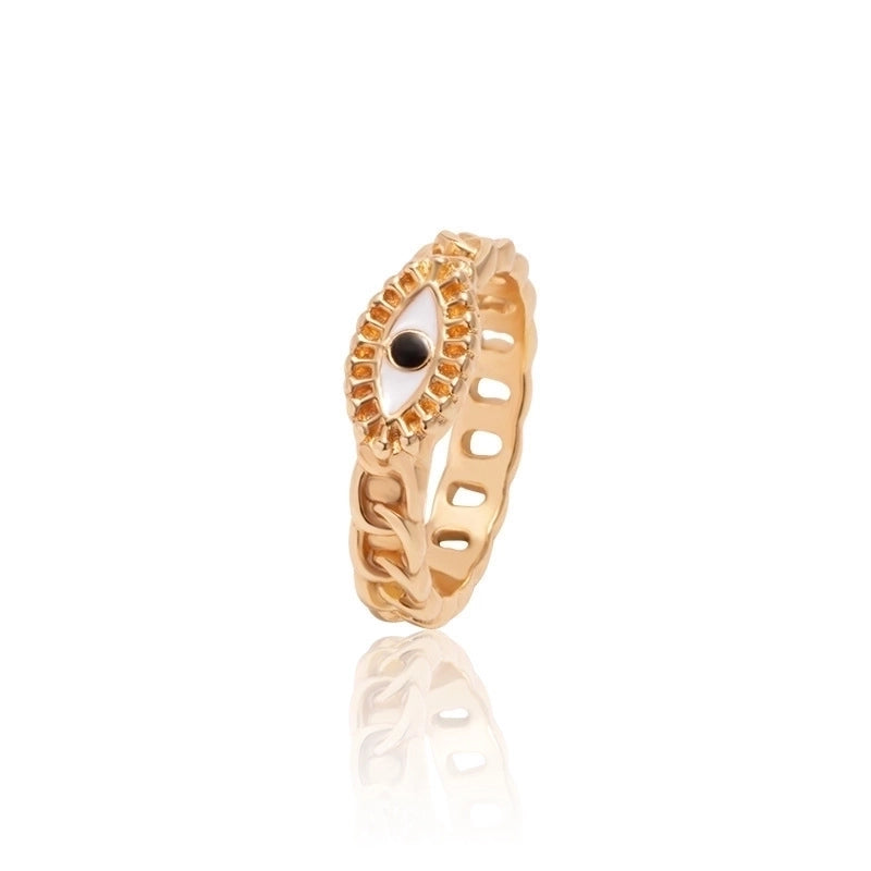 3 Pieces Classic Style Devil's Eye Stainless Steel Plating Gold Plated Open Rings