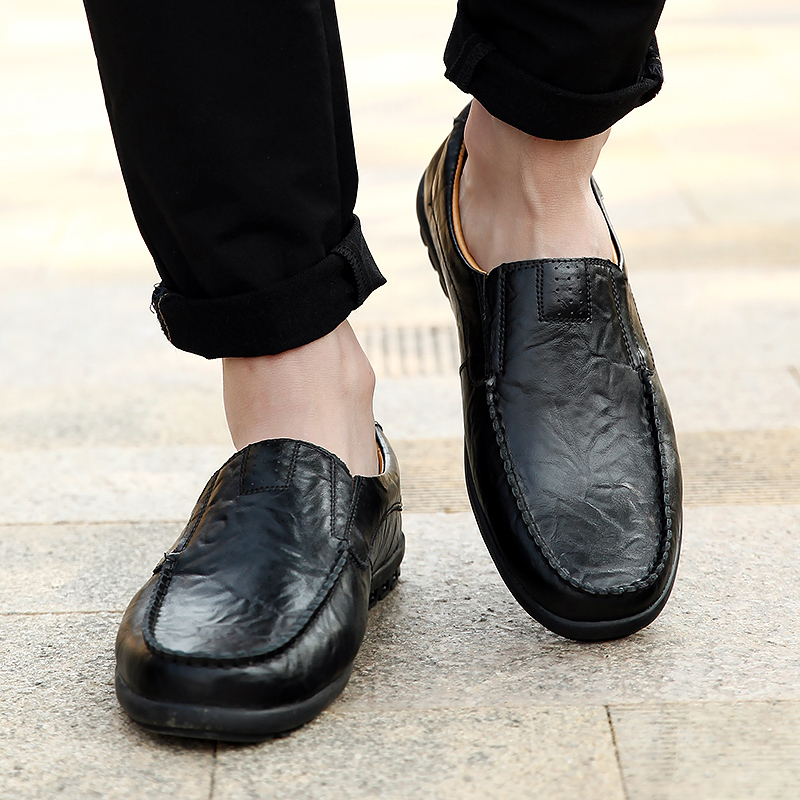 business New Men Casual Shoes Sneakers 2024 New Men Fashion Genuine Leather Comfortable Portable Loafers Zapatos De Hombre Lazy Men Shoes