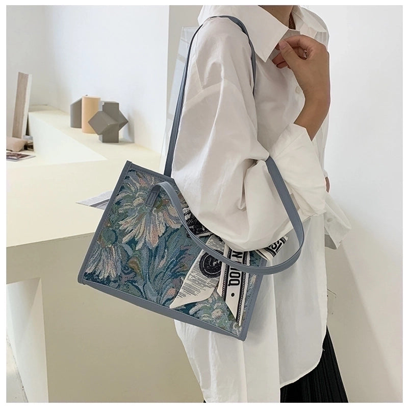 Women's Medium All Seasons Pu Leather Printing Vintage Style Square Zipper Shoulder Bag