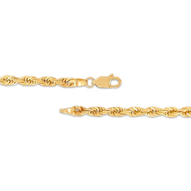 4.5mm Glitter Rope Chain Necklace Solid 10K Yellow Gold 22