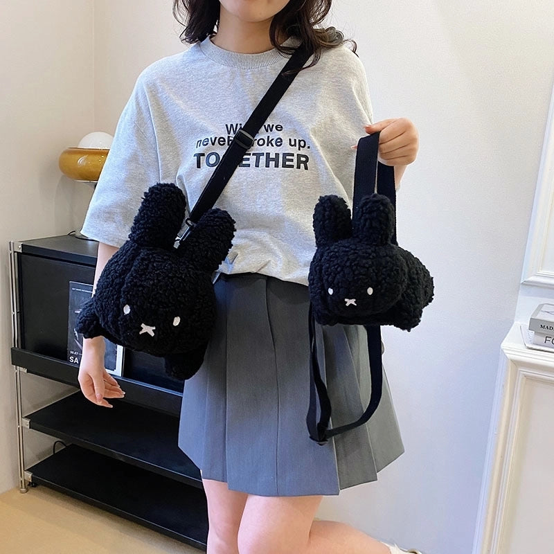 Women's Medium Plush Rabbit Cute Zipper Crossbody Bag