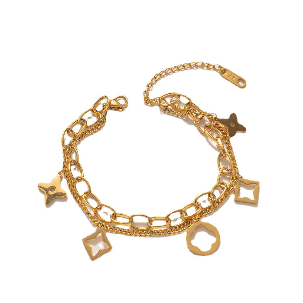Women Geometric Titanium Steel 18K Gold Plated Bracelets
