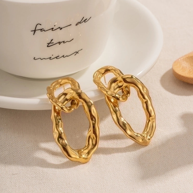 1 Pair Ig Style Retro Chain Plating Stainless Steel 18k Gold Plated Drop Earrings