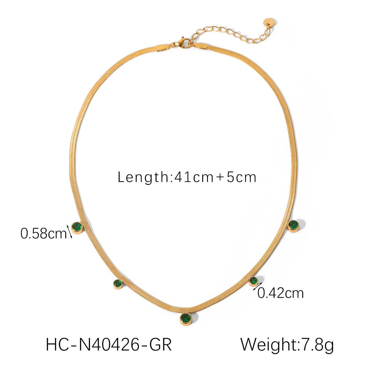 Ins18K Gold Stainless Steel Snake Bone Chain Inlaid With Round Zircon Necklace Female Niche Titanium Steel Clavicle Chain