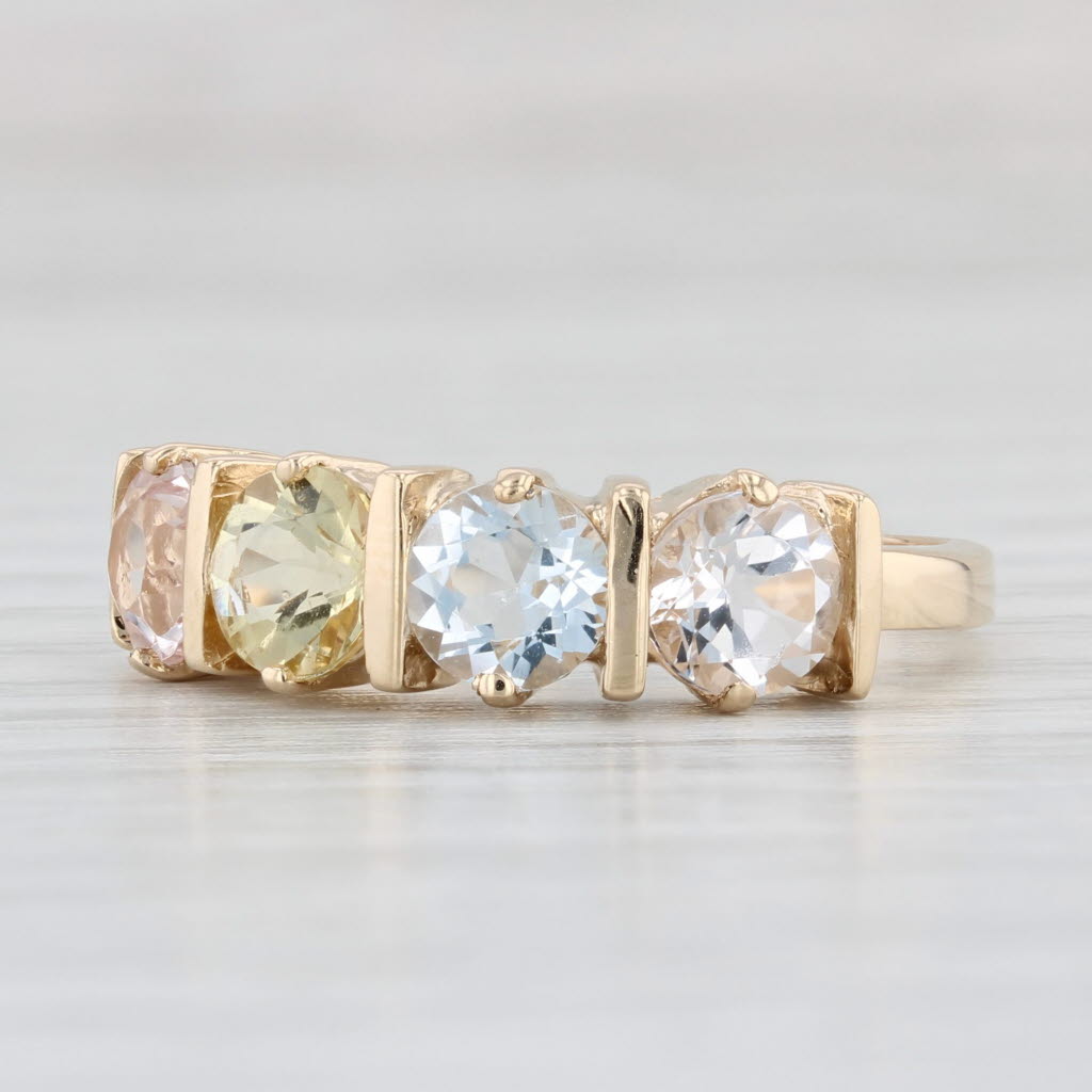 1.80ctw Morganite Aquamarine Heliodore Ring 14k Yellow Gold Size 7