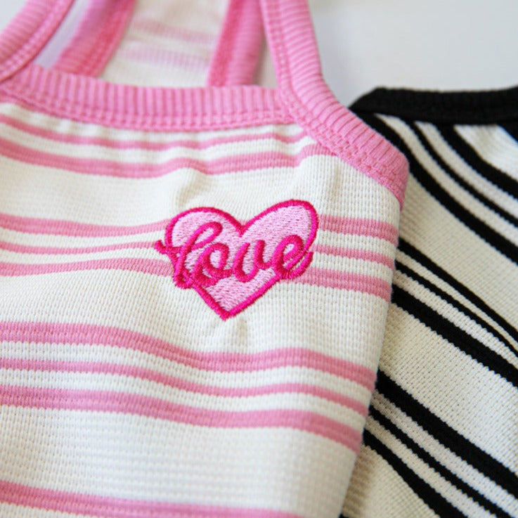 Sweet Heart Striped Dog Cat Cropped Vest