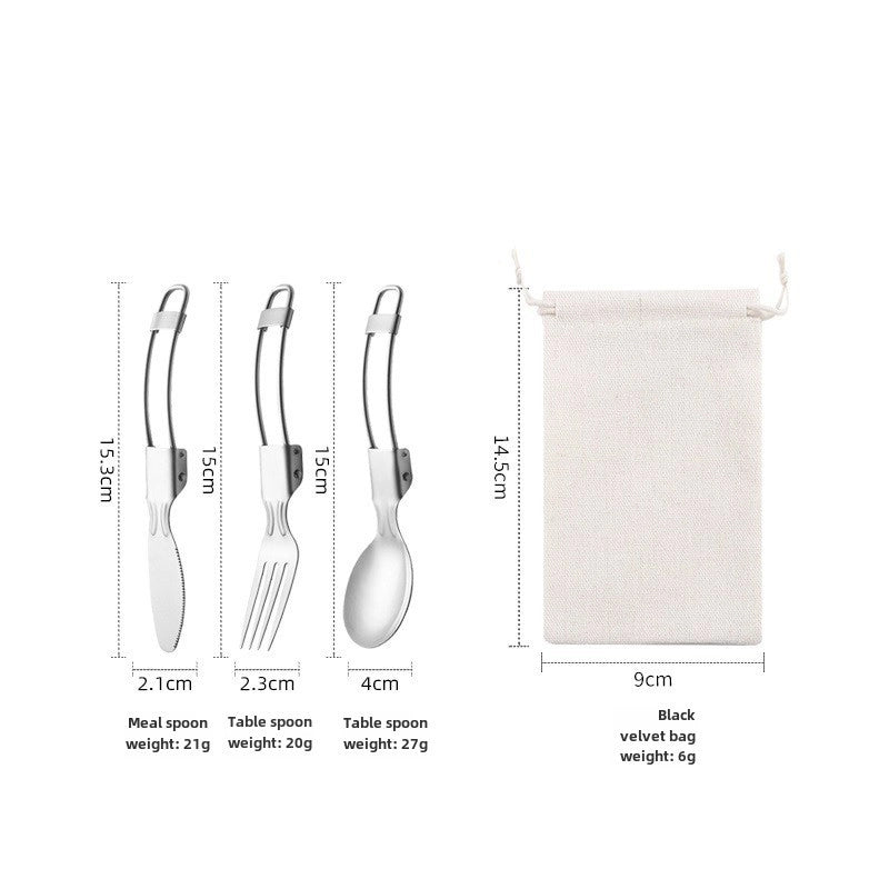 304 Folding Tableware Suit Salad Spoon Fork Chopsticks Folding Spoon Outdoor Picnic Travel Portable Foldable