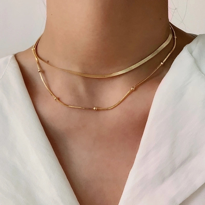 Casual Minimalist Solid Color 304 Stainless Steel 18K Gold Plated Stainless Steel Necklaces