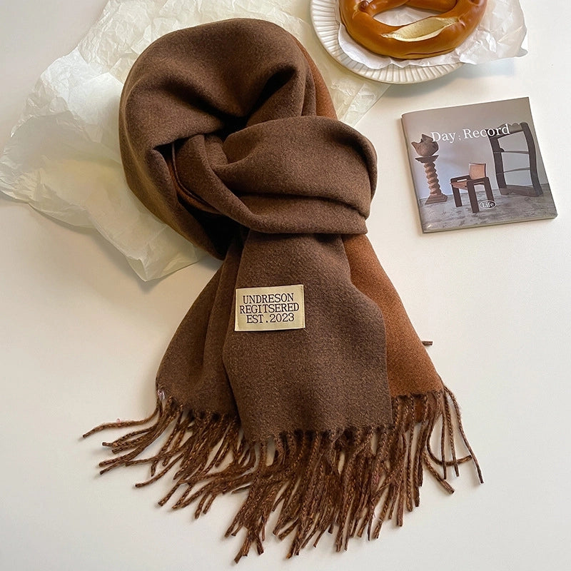New Scarf Autumn And Winter Popular Color Matching Cashmere High-grade Warm Shawl Student Fashion Scarf Female