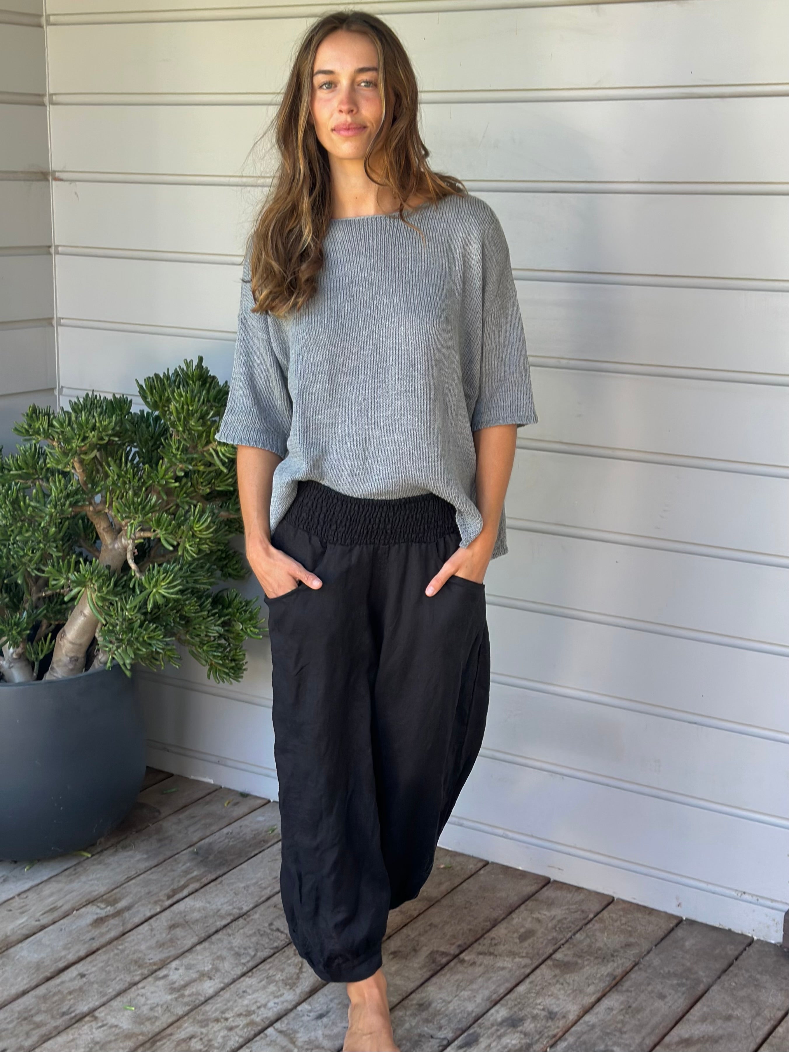 jackie pant - black linen