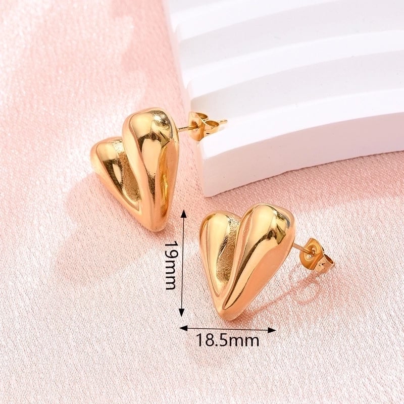 1 Pair/Package Modern Style Minimalist Pentagram Heart Shape Simple Handmade Three-dimensional Pleated 304 Stainless Steel Ear Studs