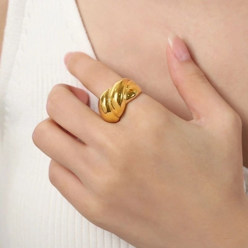 Casual Minimalist Solid Color Titanium Steel 18K Gold Plated Plating Rings