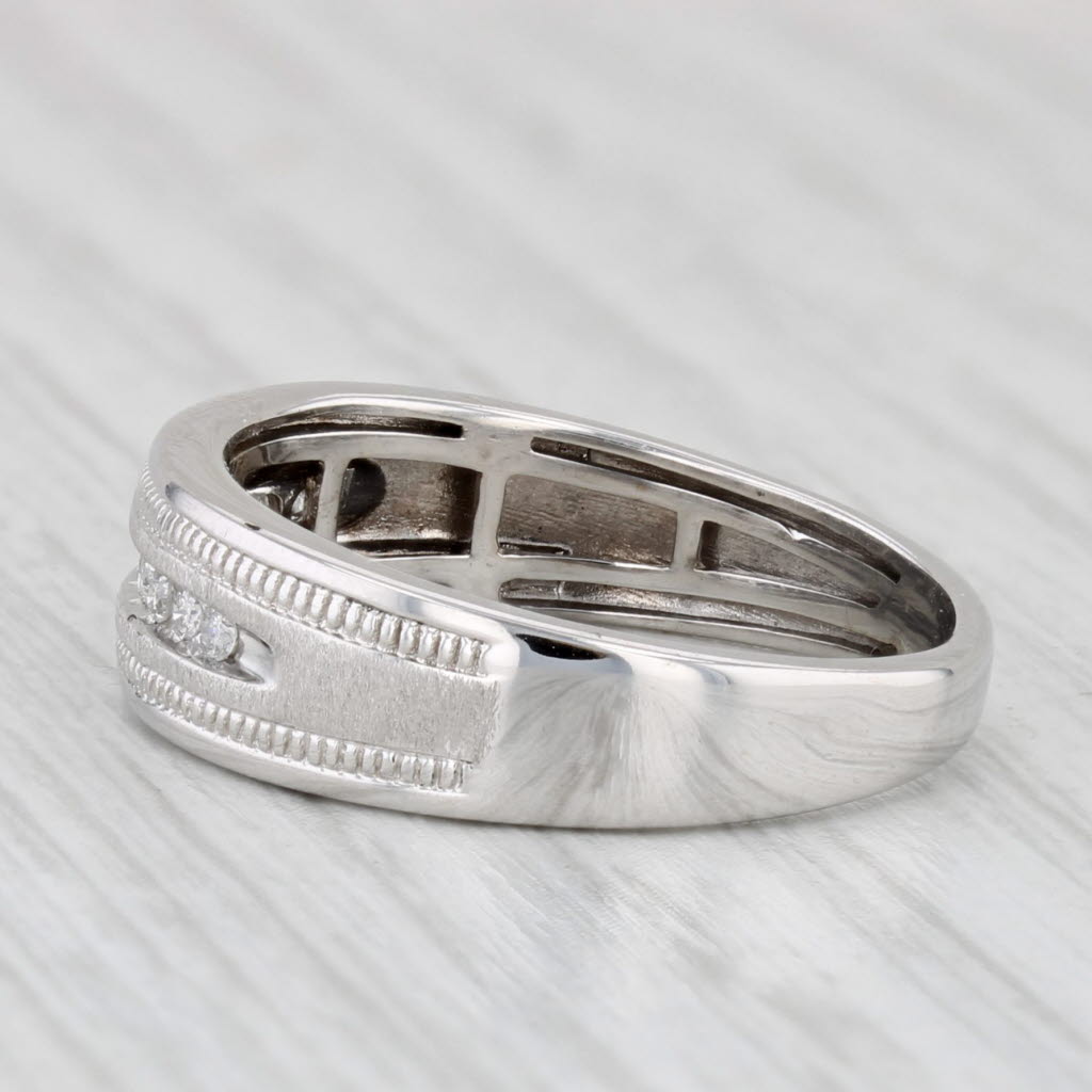0.10ctw Diamond Wedding Band 10k White Gold Size 7.25 Stackable Ring