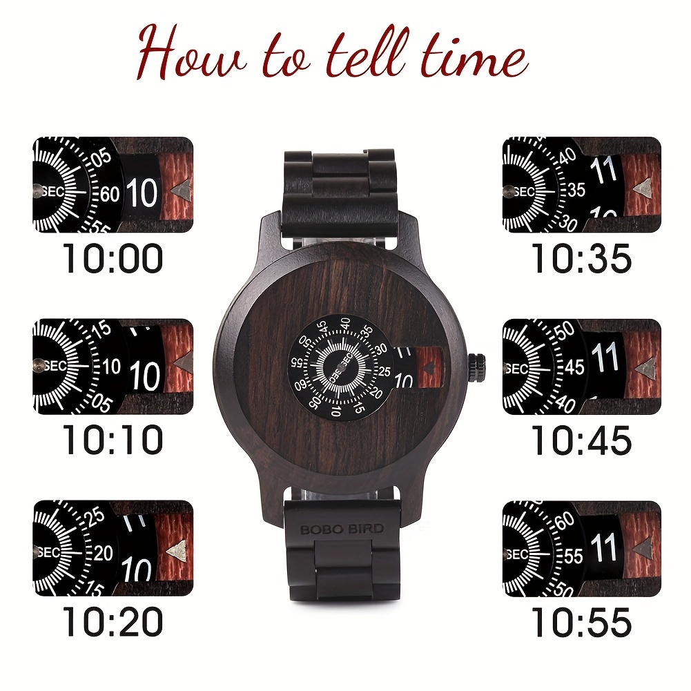 Simple Men's Wooden Watch Vintage Pointer Round Quartz Wrist Watch With Wooden Box Birthday Gift