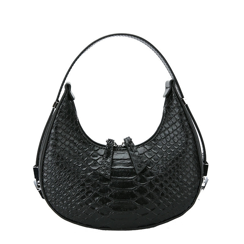 Women's All Seasons Pu Leather Crocodile Streetwear Round Zipper Handbag Underarm Bag