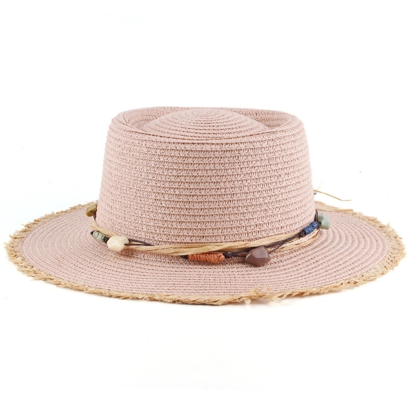 Women's Minimalist Color Block Wide Eaves Straw Hat