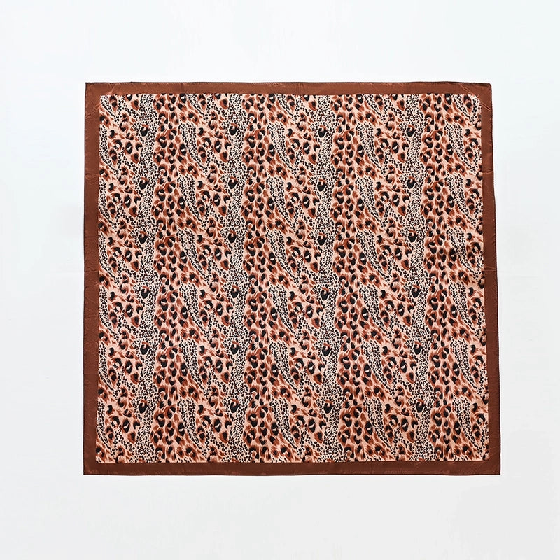 Women's Hip-Hop Minimalist Leopard Satin Printing And Dyeing Printing Silk Scarf