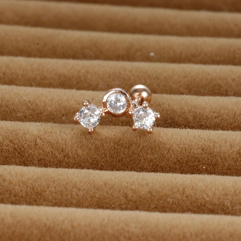 1 Piece Minimalist Geometric Plating Inlay Stainless Steel Zircon Cartilage Earrings
