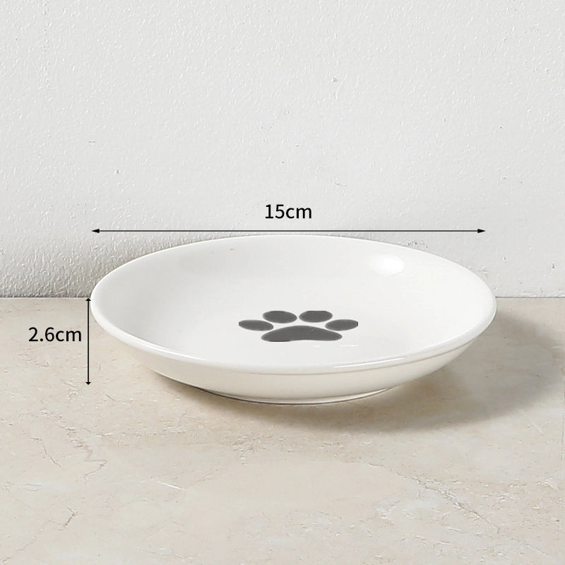 Pet Ceramic Bowl  Cat Bowl High-legged Ceramic Cat Food Bowl Snack Canned Plate Anti-cervical Spondylosis Anti-overturning Cat Food Basin
