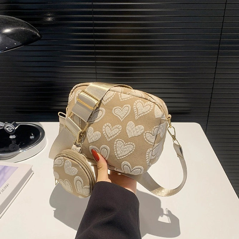 Women's Medium Pu Leather Heart Shape Streetwear Square Zipper Crossbody Bag