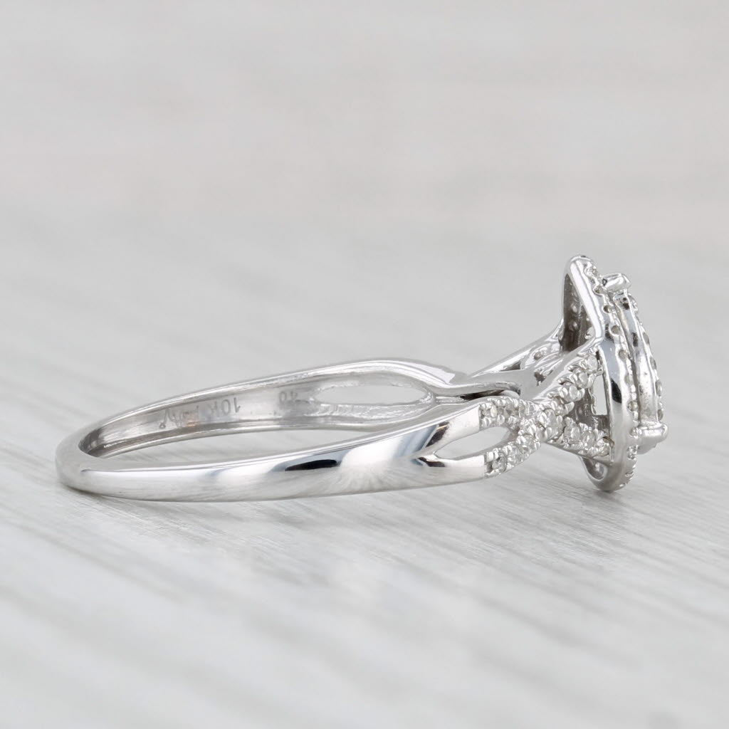 0.12ctw Diamond Cluster Halo Engagement Ring 10k White Gold Size 7.25