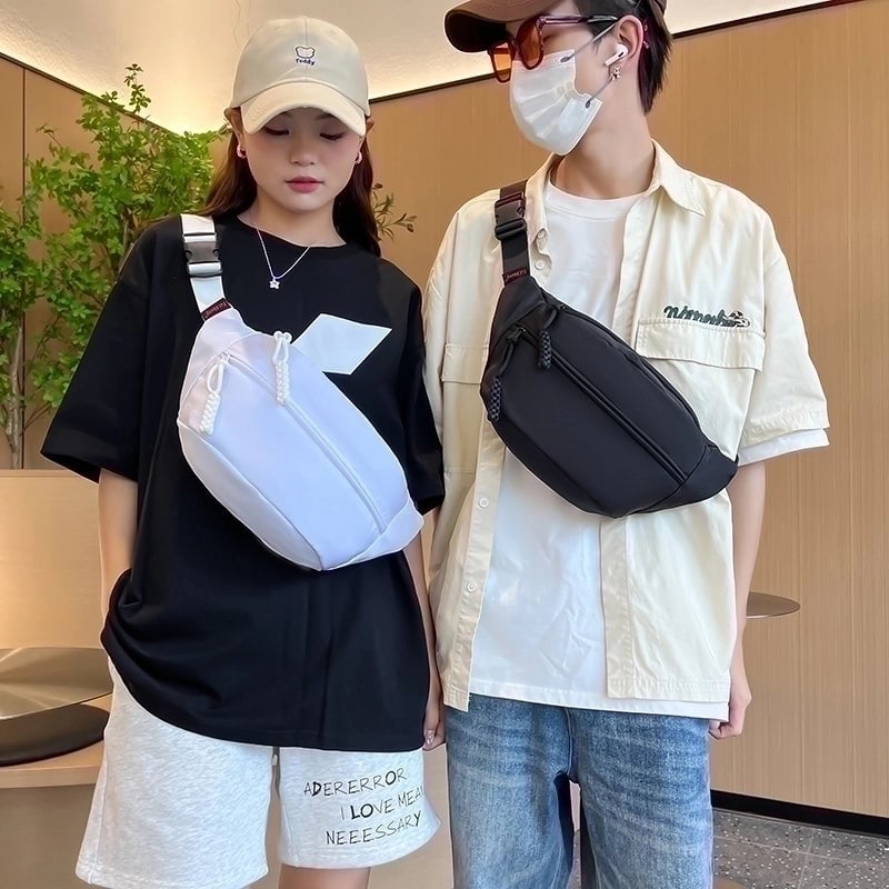 Women's Men's Preppy Style Streetwear Sports Solid Color Nylon Waist Bags