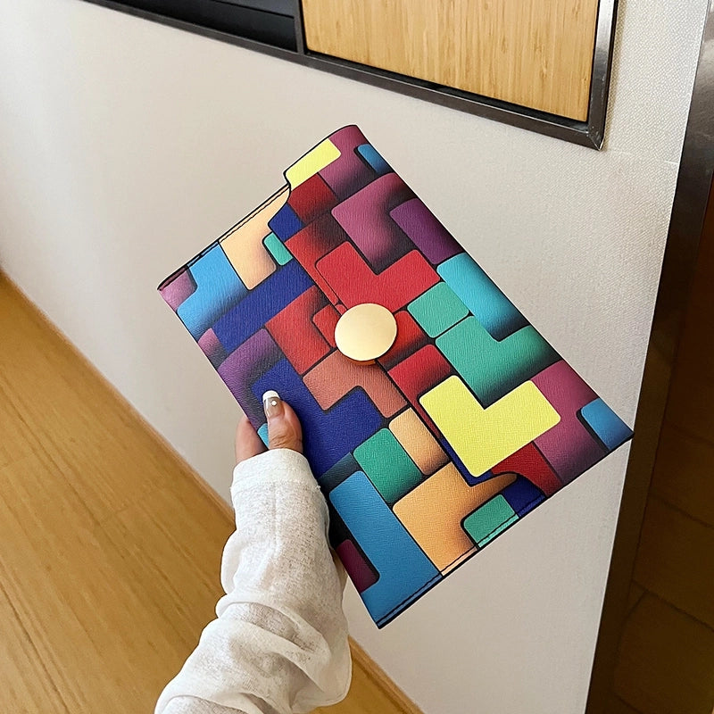 Women's All Seasons Pu Leather Color Block Elegant Basic Classic Style Square Flip Cover Envelope Bag Clutch Bag