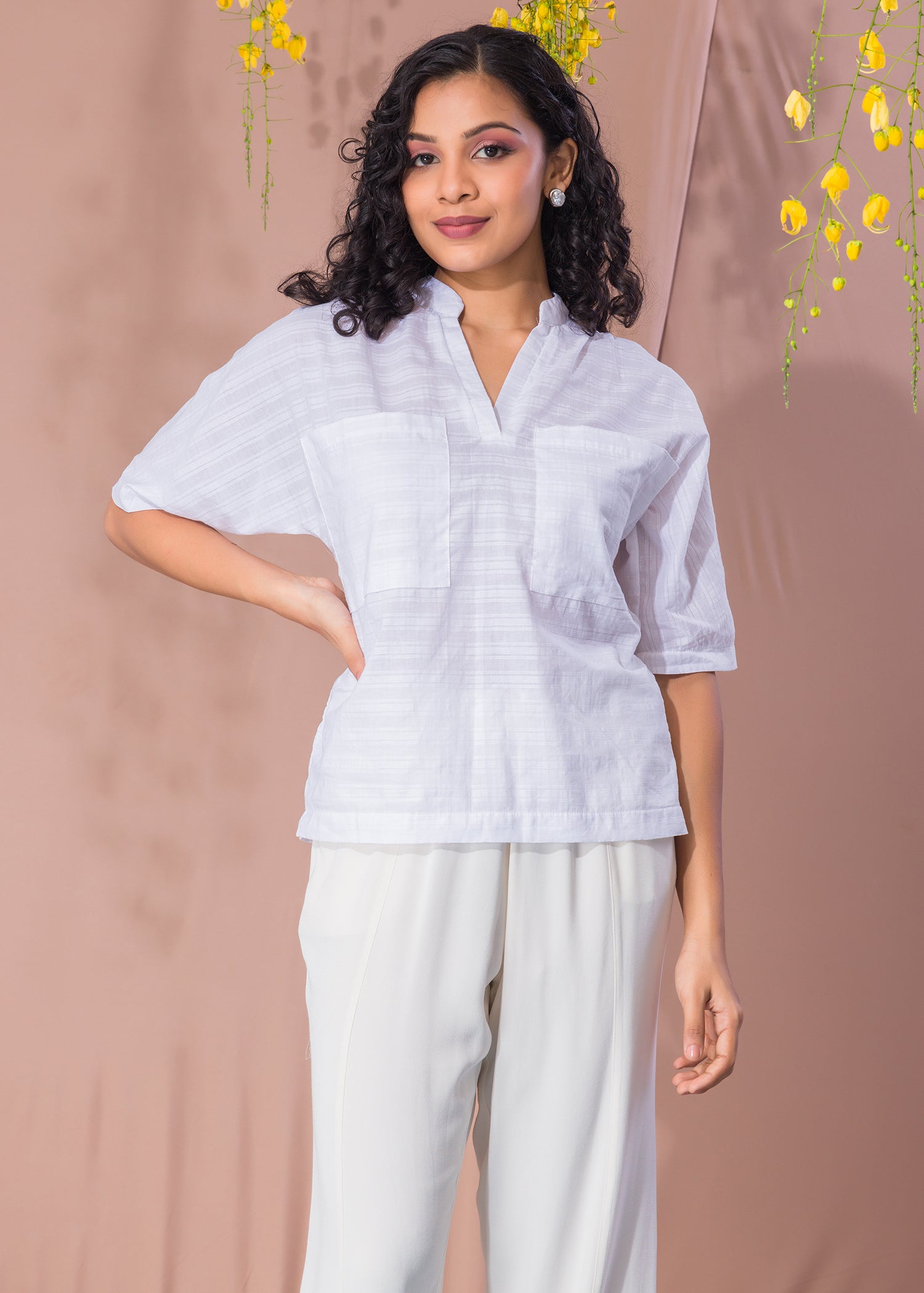 Basic Blouse With Large Front Pockets