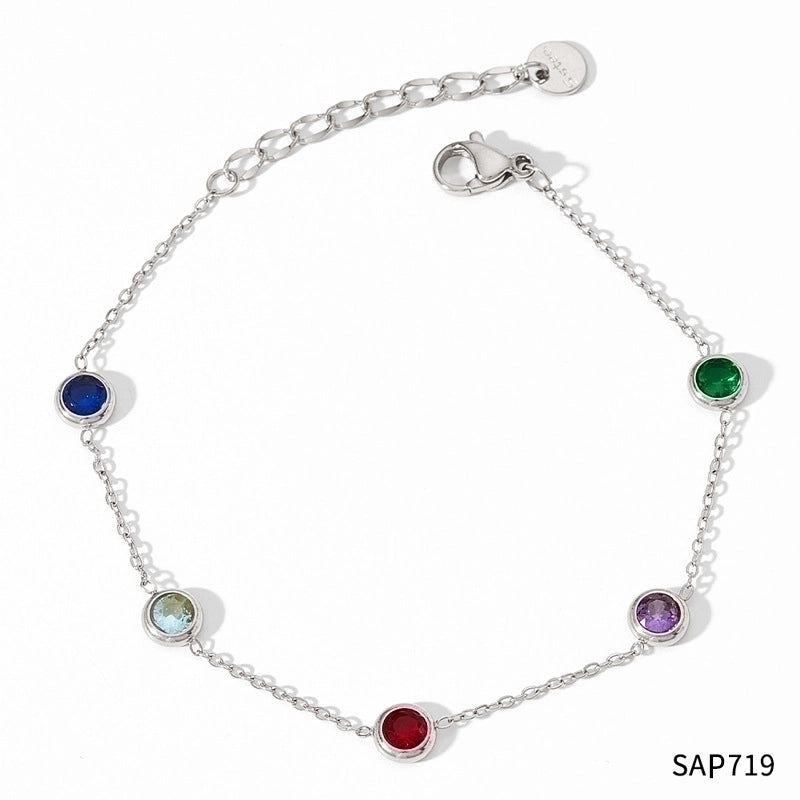 3 Pieces Retro Round Stainless Steel Titanium Steel Plating Inlay Zircon Bracelets Necklace