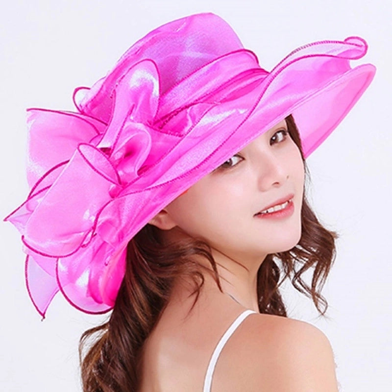 Sun Hat Women's Sun Hat Sun Protection UV Protection Spring And Summer Cool Hat Gauze Hat Beach Hat Organza Bow