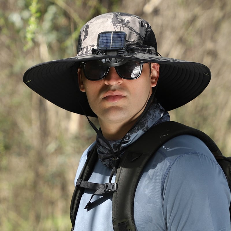 🔥LAST DAY 49% OFF🔥- Wide Brim Solar Fan Outdoor Fishing Hat-Solar & USB Charging