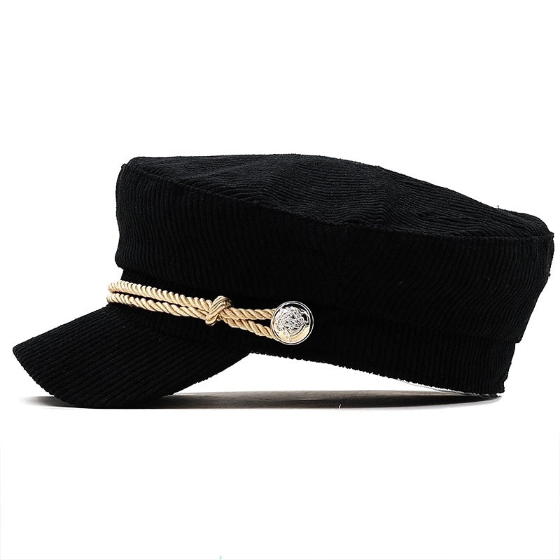 Autumn Solid Color Corduroy Octagonal Hat