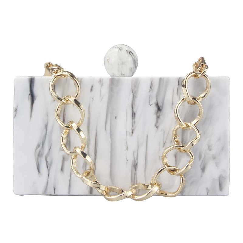 Pink Sky Blue Yellow Arylic Marble Square Evening Bags