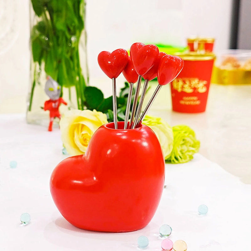 Cute Apple Strawberry Banana 201 Stainless Steel Plastic Fruit Fork 1 Set