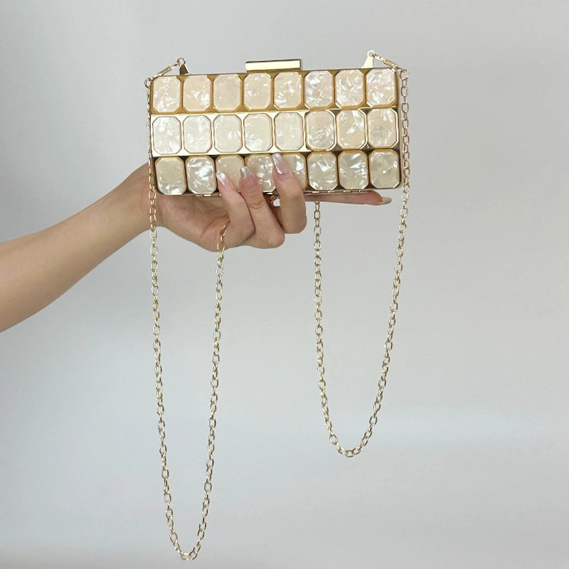 Pink Arylic Geometric Square Evening Bags