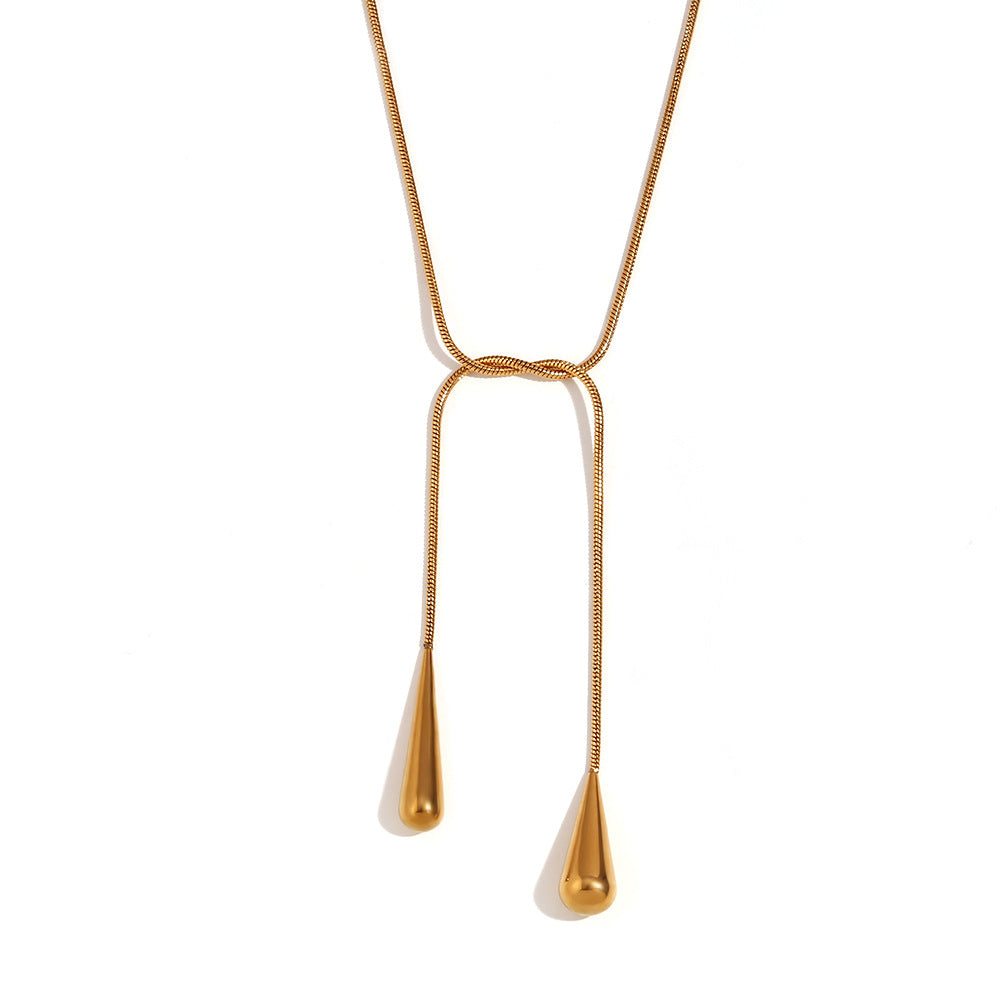 Fashion Droplet Geometric Stainless Steel 18K Gold Plated Necklaces
