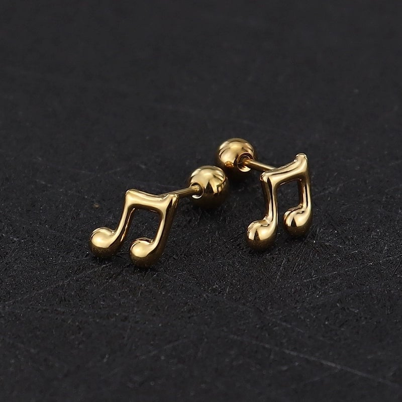1 Piece Cute Minimalist Geometric Animal Crown Plating Titanium Steel Ear Studs