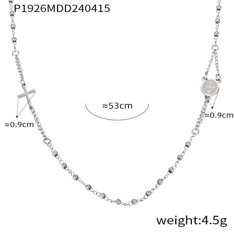 304 Stainless Steel 18K Gold Plated Casual Retro Minimalist Plating Cross Round Heart Shape Long Necklace