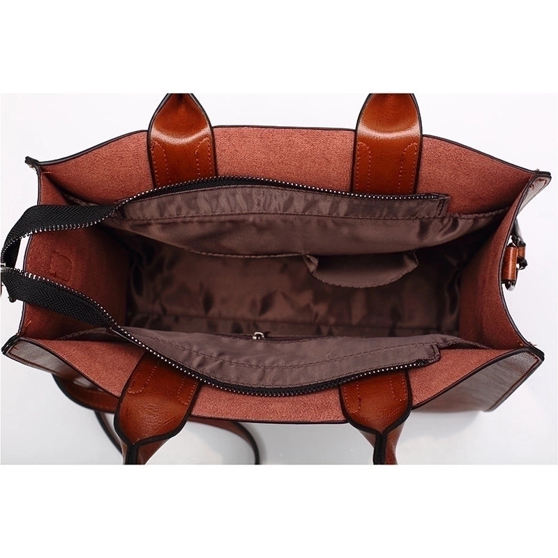 Women's Large All Seasons Pu Leather Solid Color Fashion Square Zipper Handbag