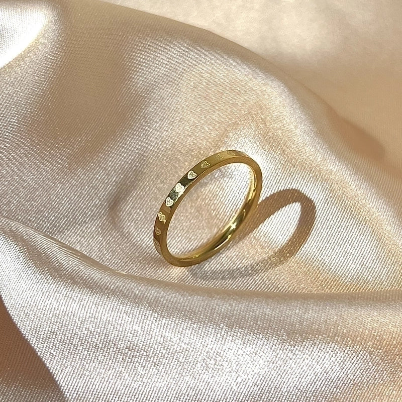 1 Piece Minimalist Heart Shape Bow Knot Titanium Steel Plating Rings