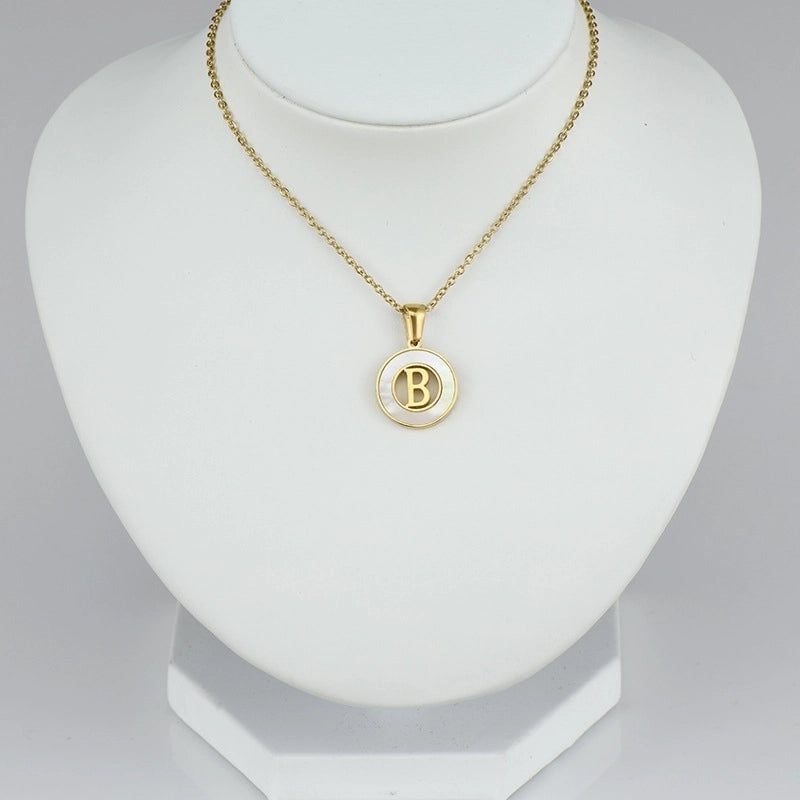 Minimalist Letter Stainless Steel Pendant Necklace Plating Hollow Out Shell Stainless Steel Necklaces