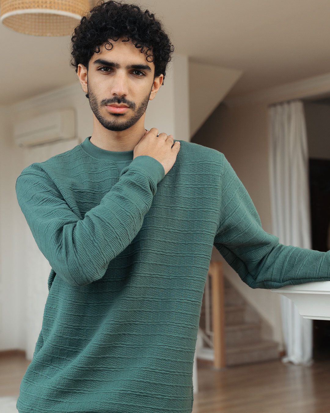 Men Jacquard Crewneck
