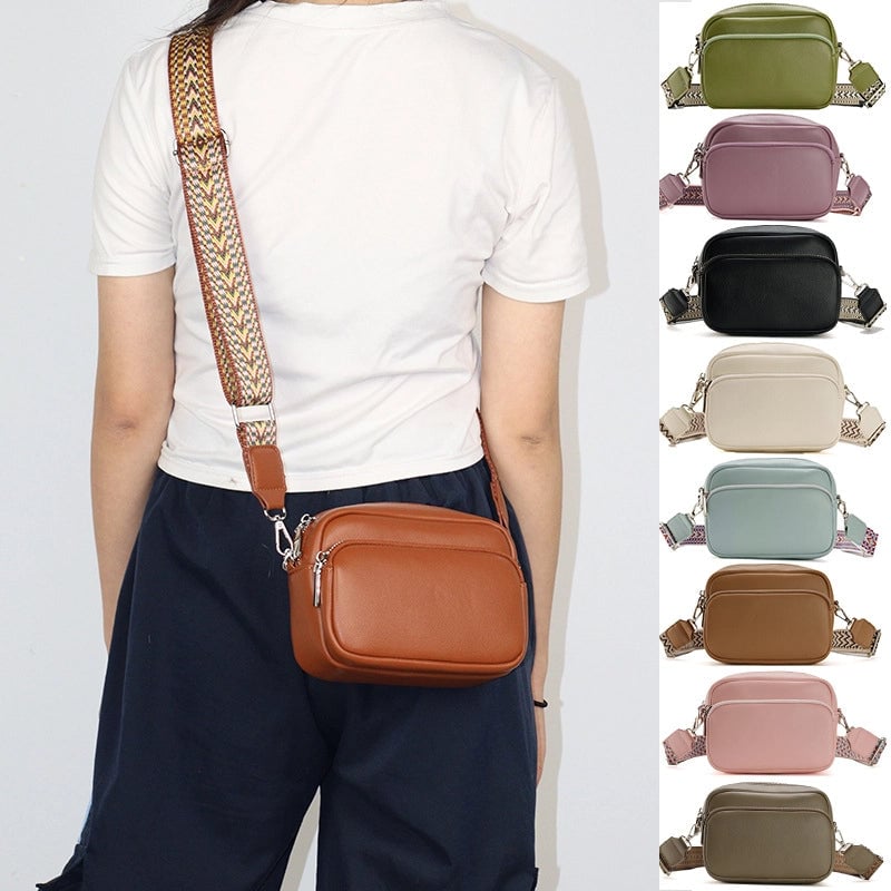 Women's Pu Leather Solid Color Basic Square Zipper Crossbody Bag