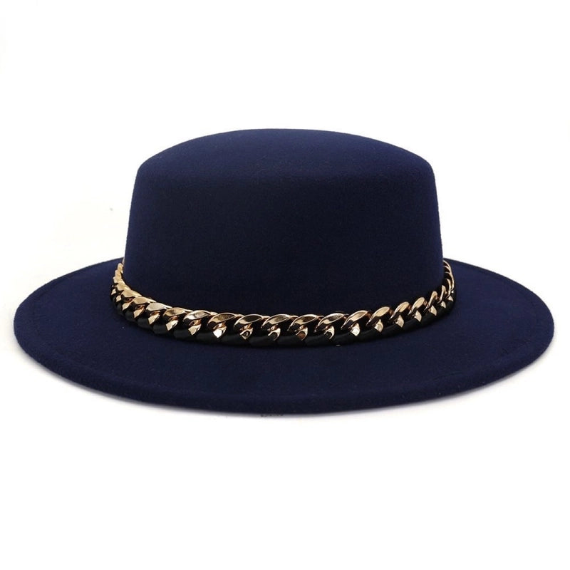 Retro Small Edge Flat Top Hat Fashion Style Autumn And Winter Woolen Hat