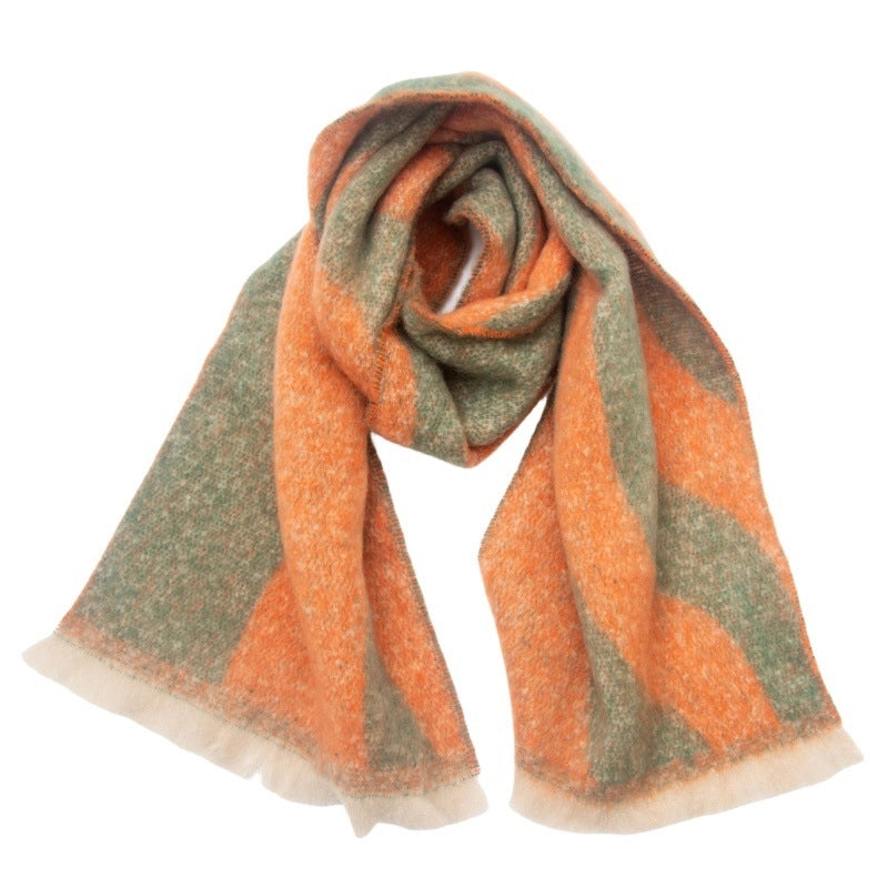 Unisex Casual Minimalist Color Block Stripe Polyester Scarf